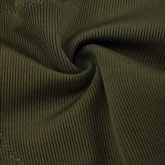 Army Green One Piece Cut Out Swimsuit - Picture 4 of 6